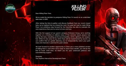 Tripwire Interactive เลื่อนการวางจำหน่าย Killing Floor 3 มุ่งปรับปรุงเกมตามเสียงตอบรับจากผู้เล่น