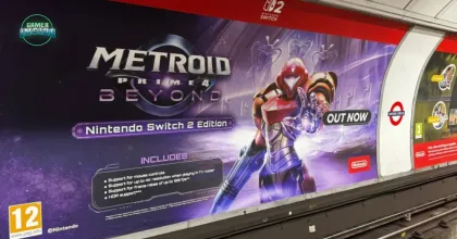 ป้ายโฆษณา Metroid Prime 4 ในรถไฟใต้ดินลอนดอน ขึ้นข้อความผิดพลาดว่าวางจำหน่ายแล้ว