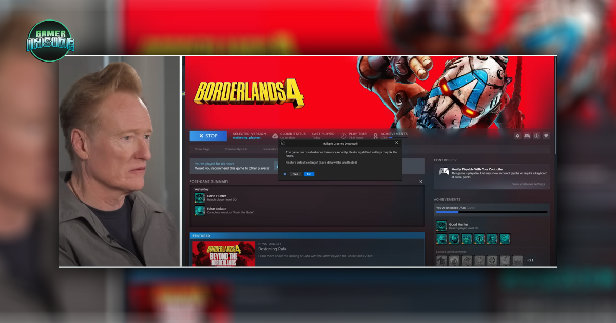 Borderlands 4 เกิดปัญหา Crash ระหว่างการถ่ายทำวิดีโอโปรโมทร่วมกับ Conan O'Brien
