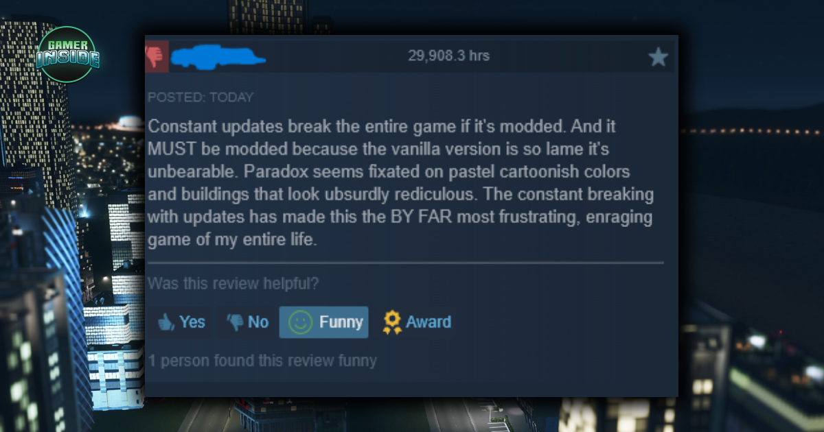 เล่นจนเกลียด! เกมเมอร์เขียนรีวิวสับเละ Cities: Skylines ทั้งที่กดเวลาเล่นไปเกือบ 30,000 ชั่วโมง