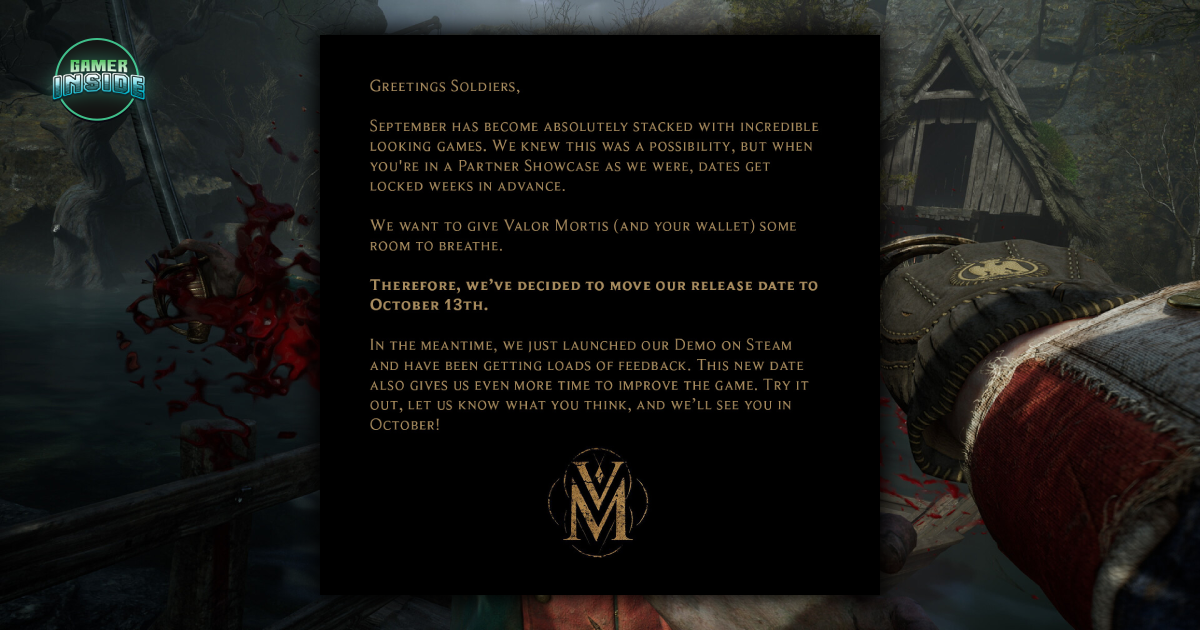 Valor Mortis ยอมถอย! ประกาศเลื่อนวันวางจำหน่ายสู่ 14 ตุลาคม หลีกเลี่ยงสมรภูมิเกมเดือนกันยายน