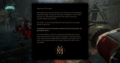 Valor Mortis ยอมถอย! ประกาศเลื่อนวันวางจำหน่ายสู่ 14 ตุลาคม หลีกเลี่ยงสมรภูมิเกมเดือนกันยายน