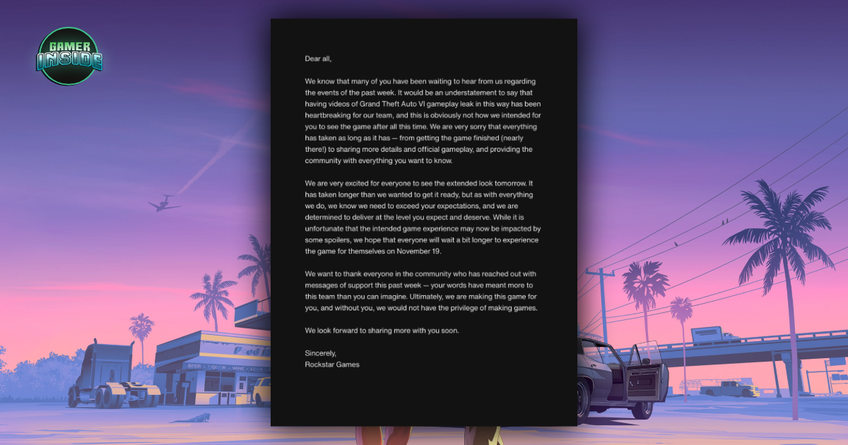 Rockstar Games ออกแถลงการณ์เปิดใจกรณี GTA VI หลุด ยืนยันเดินหน้าเตรียมปล่อยข้อมูลชุดใหญ่