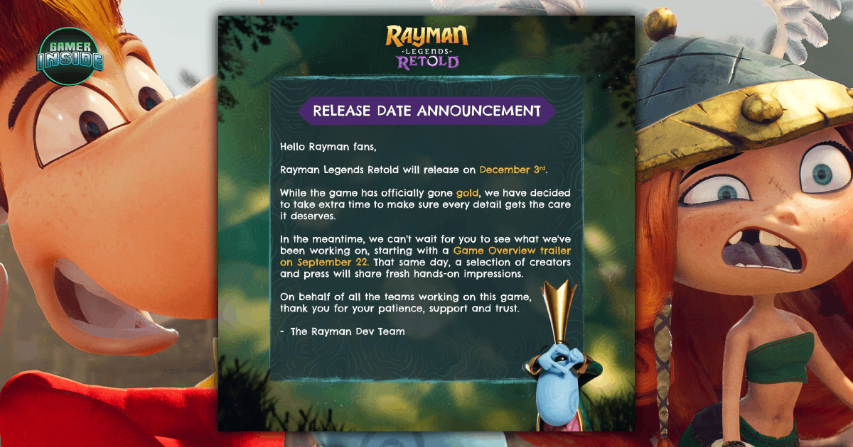 Ubisoft ประกาศเลื่อนวางขาย Rayman Legends Retold ไปเป็น 3 ธันวาคมนี้เพื่อขัดเกลาเกมเพิ่มอีกนิด